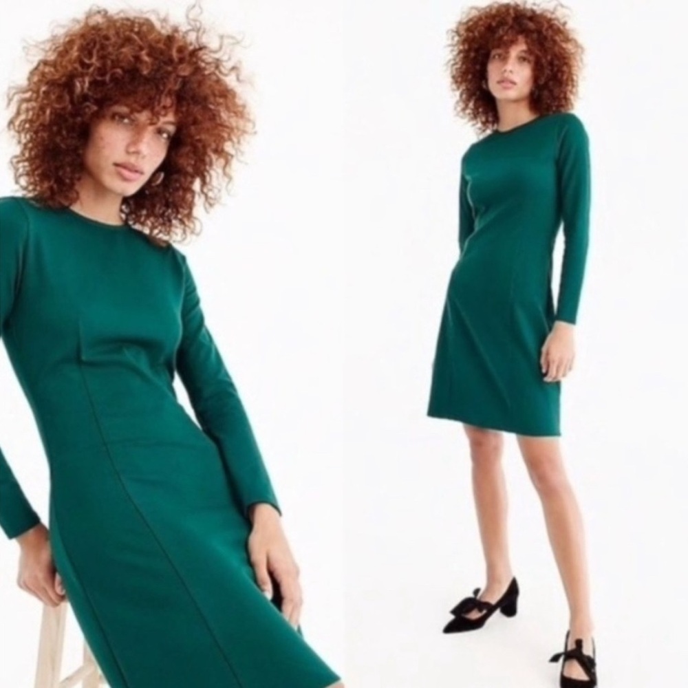 J. Crew Sheath Emerald Green Long Sleeve Dress